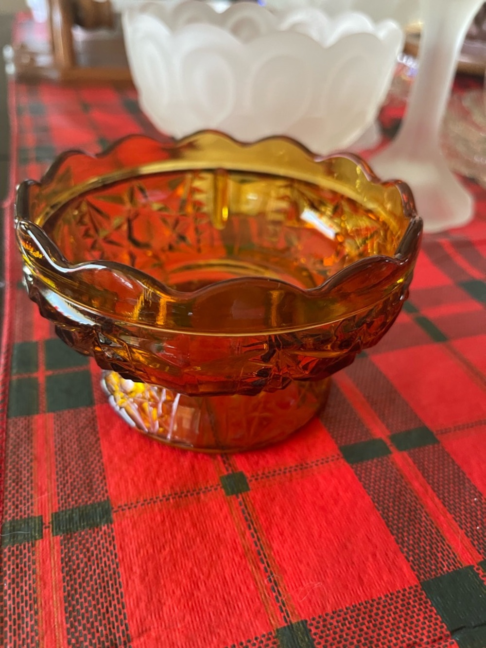 Indiana Glass Amber Stars and Bars fairy lamp BASE ONLY